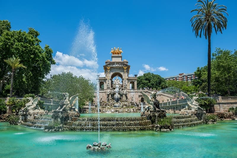 Parc de la Ciutadella à Barcelone avec familles au soleil